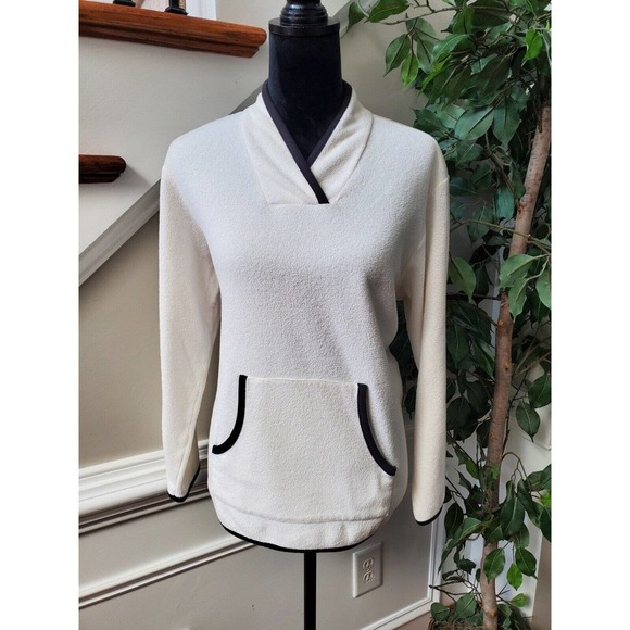 Vintage Talbots Solid Ivory Cotton Long Sleeve Pullover Casual Sweater Medium - Picture 1 of 9